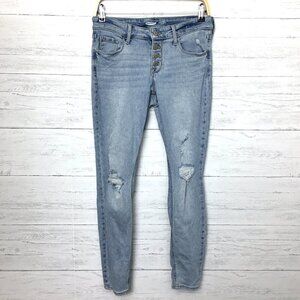 Old Navy Women's Jeans Rockstar Super Skinny Low Rise Button Fly Distressed 4